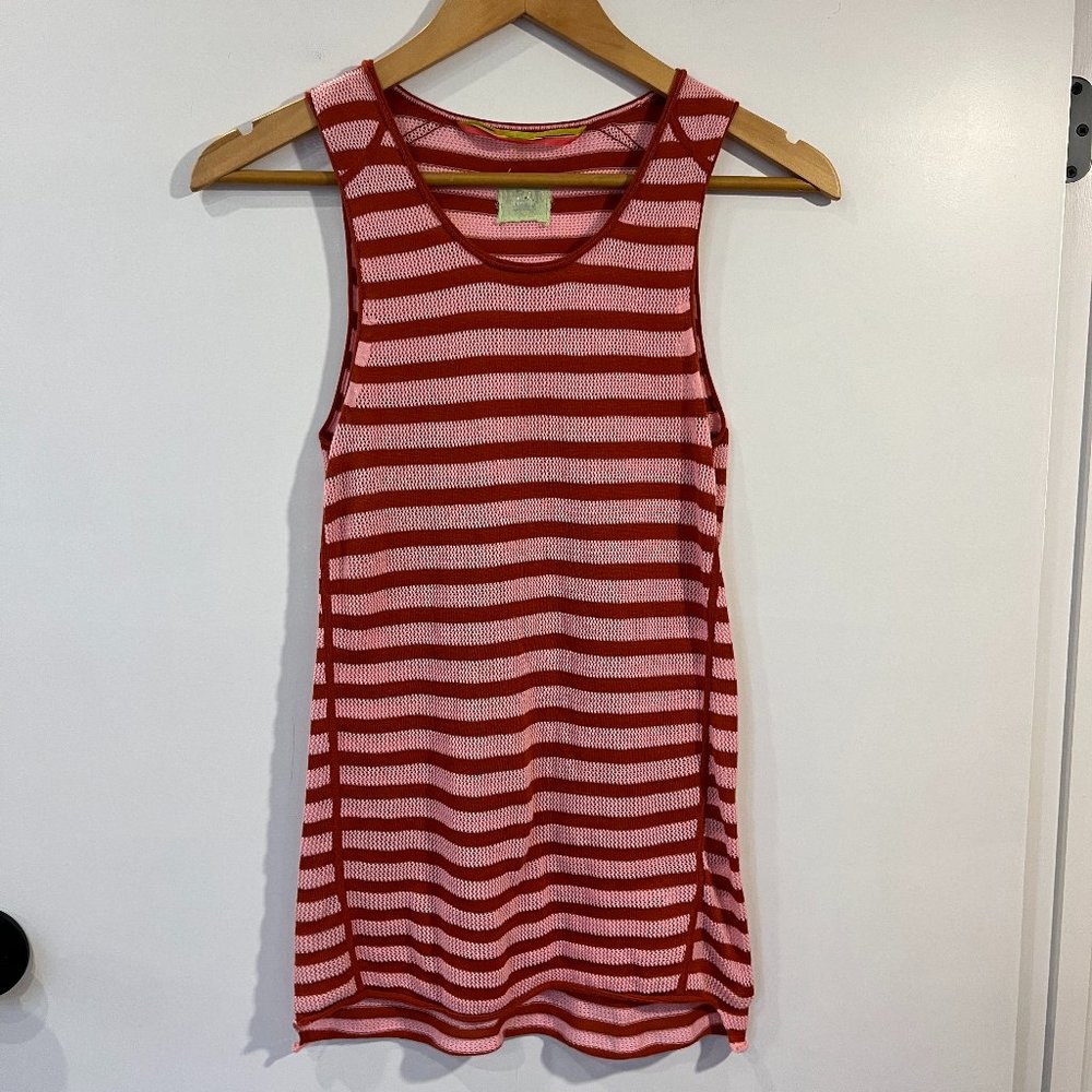 Dear Cashmere Striped Knit Tank Pink + Red Size Small